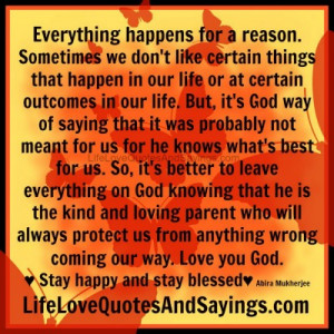 Everything happens for a reason.....
