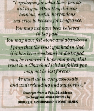 As the head of his diocese, Hanus apologized for the horrible wrongs ...