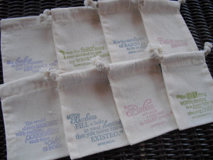 Favor Bags - SET OF 8 Precious Baby Quotes Muslin Baby Shower Favor ...
