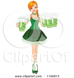 Waitress Carrying Tray With