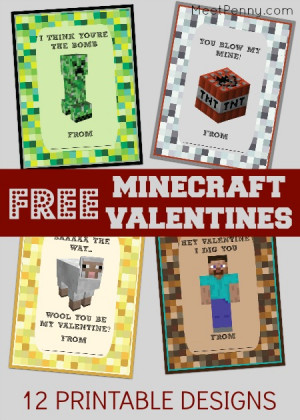 Minecraft: Free Printable Minecraft Valentines Day Cards