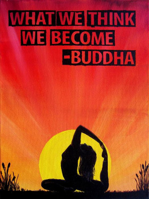 Yoga Sunrise Buddha Quote Painting Print by Michelle Eshleman