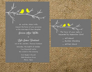 PRINTABLE Love Birds Branch Wedding Invitation Set Suite Invitation ...