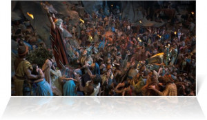 Photo of Charlton Heston, portraying Moses in 