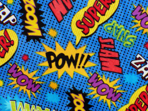Super Hero Words Fabric / BTY / Superhero DC Comics
