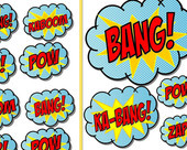 SUPER HERO Party - POWER Words/ Bursts- SuperHero Birthday Party- Boys ...