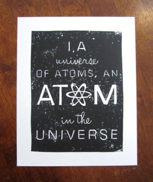 ... of Atoms - Richard P. Feynman Quote - 8x10 Linocut - Black, White