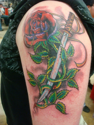 rose tattoo upper arm Upper Arm Tattoos
