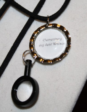 Sherlock Holmes 'Elementary' Magnifying Glass Quote Charm Necklace