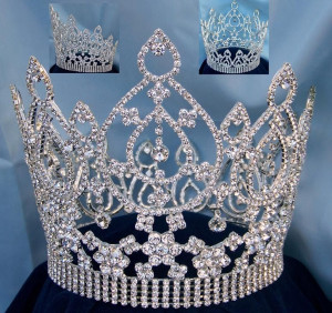 Beauty Pageant Queen Rhinestone silver Full Crown - Crown Designers ...