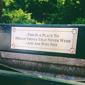 ... Central Park, or thinking about the inspiring quote on a park bench