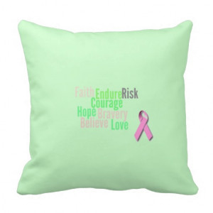Breast Cancer Pink Ribbon Quote Pillow