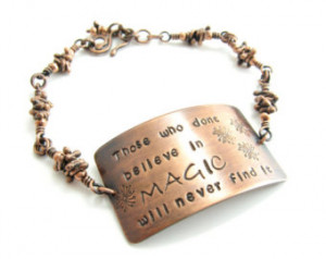 Copper Cufflet Metalwork Bracelet H and Stamped Inspirational Magic ...