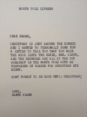 NORTH POLE EXPRESS before Christmas letter (Customizable): Typewriter ...