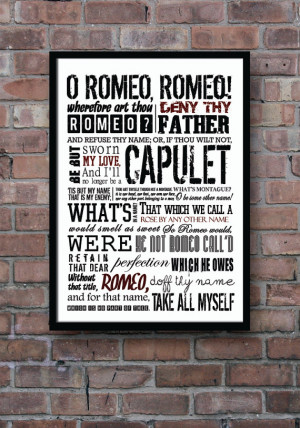 ROMEO and JULIET Poster, Shakespeare quote, Literature print ...