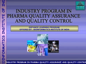 Industry Program In Pharma Quality Assurance And Quality Control