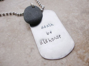 Military quote steel dog tag necklace with genuine by Lolasjewels 13