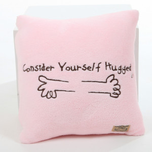 Consider Yourself Hugged Marshmallow Plush Cuddle Pillow in Bubble Gum ...