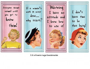 RETRO 1950's lots of SASS hang tags with attitude sayings set of 4 ...