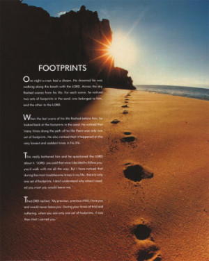 Footprints in the Sand– Mary Stevenson