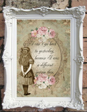 ALICE in Wonderland Quote Art Print. Shabby Chic Decor. Vintage Style ...