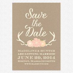 Blooming Antlers Save the Date Cards