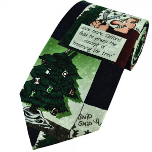 ... Planet › Funny Novelty Christmas Tie - 'Clifford Trimming The Tree