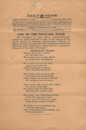 1949 Poem - Ode To The Welfare State