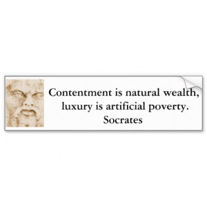 Socrates quote about minimalism and materialism car bumper sticker