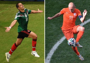 Javier 'Chicharito' Hernandez (L) will battle Arjen Robben for goal ...