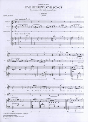 Eric Whitacre: Five Hebrew Love Songs (Score) (Sheet Music)