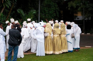 Some wedding parties wore garments of the culture while other brides