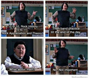 What about math? No not important. That’s my kind of school!