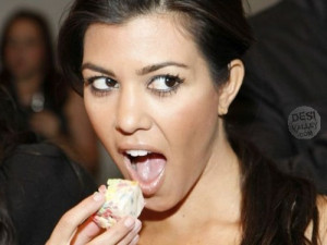 Kourtney Kardashian,Famous People Eating in funny way