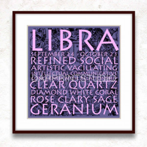 Printable Libra Zodiac Signs Modern Typography Art Wall Home Decor or ...
