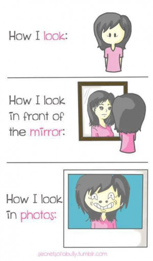 cartoon, cute, drawing, fact, girl, girly, mirror, photos, phoyo ...