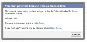 Infowars.com BLOCKED From Sharing on Facebook