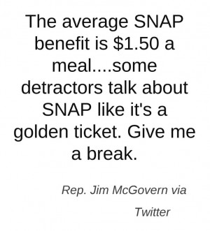 Jim McGovern is speaking out against the hunger epidemic. This quote ...