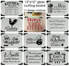 Personalized glass cutting board with 11 design choices, by ...