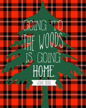 red plaid pine tree john muir quote 8x10 art print