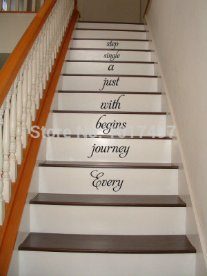 home Stair decal - Every journey begins ..stairway Vinyl Decal Home ...
