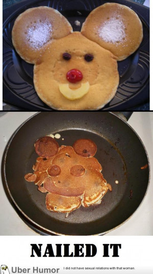 My wife tried to make mickey mouse pancakes.