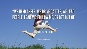 We herd sheep, we drive cattle, we lead people. Lead me, follow me, or ...