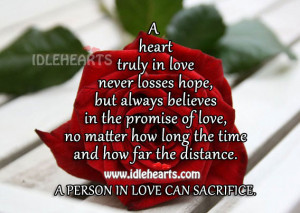 ... the time and how far the distance. A person in love can sacrifice
