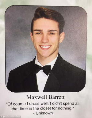 ... his yearbook quote to officially reveal to his parents that he is gay