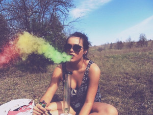bong, girl, hippie, smoke, smoking