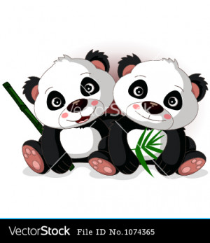 Cute couple cartoon panda vector