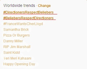 Directioners respect Beliebers & Beliebers respect Directioners.