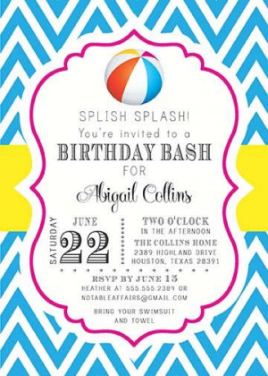 PRINTABLE Chevron Beach Ball Pool Party School is Out Birthday Party ...