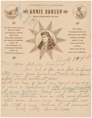 Read Annie Oakley's letter to President William McKinley from the ...